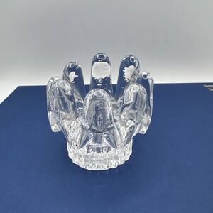 Vintage Kosta Boda Taper Candle Holder Sunflower Glass MCM Scandi Goran Warff